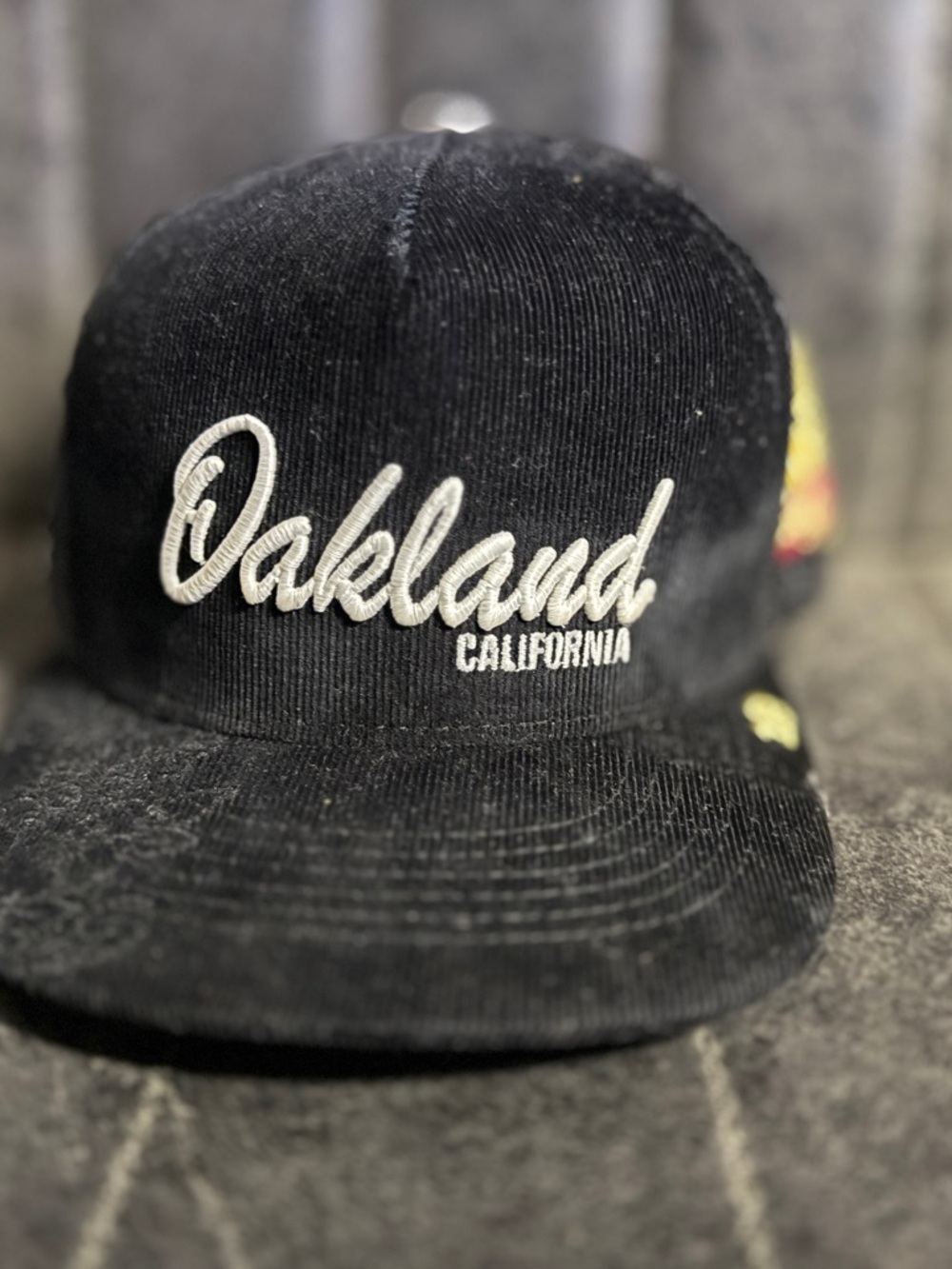 Oakland California Black Corduroy Snapback Hat